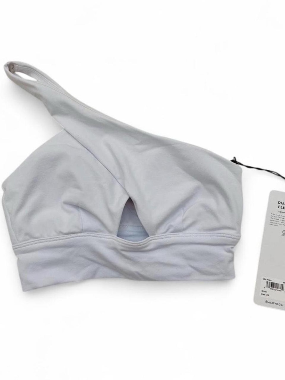 NWOT Alo Yoga White Diagonal Flex One Shoulder Sports Bra XS - Picture 2 of 7